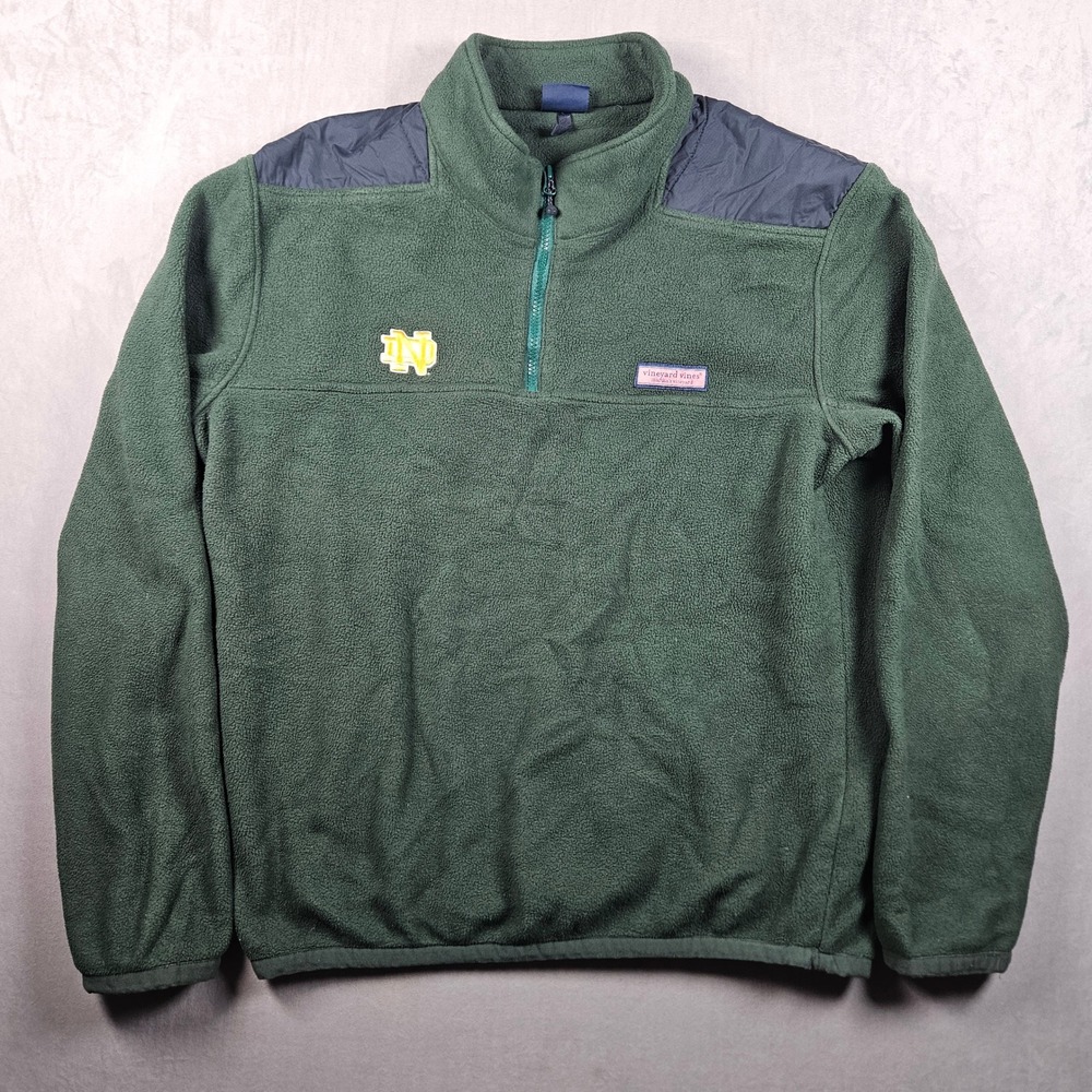 Vineyard Vines Notre Dame Fighting Irish Sweatshirt Mens Large Green 1/4 Zip